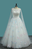 Ball Gown Scoop Wedding Dresses Tulle With Applique