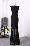 Scoop Sheath Sexy Prom Dresses Spandex And Tulle