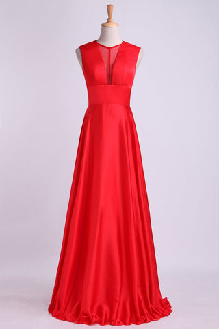 Beautiful V-Neck Prom Dresses A-Line Chiffon Floor-Length