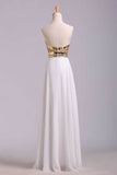 New Arrival Prom Dresses A-Line Sweetheart Floor-Length Beaded Bodice Chiffon