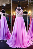 High Quality A-line Chiffon Halter Sleeveless Open Back Prom Dresses uk PG298