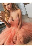 A-Line/Princess Tulle Beading Sweetheart Sleeveless Short/Mini Homecoming Dresses