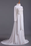 Musilim Wedding Dresses Empire Waist Sweetheart Chiffon With Beading&Sequince