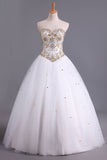 Charming Quinceanera Dresses Sweetheart A Line Floor Length With Beads Ivory