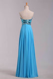 Blue Prom Dresses A Line Sweetheart Floor Length Chiffon Ship Today Under 200