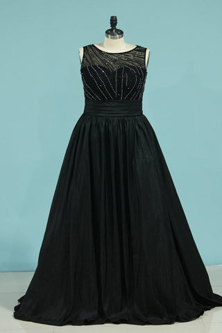 Open Back Evening Dresses A Line Scoop Beaded Bodice Taffeta