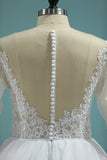 Wedding Dresses Scoop Long Sleeves A Line Tulle With Applique