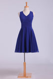 V-Neck Homecoming Dresses A Line Short Chiffon