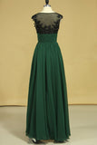 Prom Dresses Scoop A Line With Ruffles & Applique Floor Length New