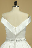 Vintage Wedding Dresses Boat Neck A Line Satin With Ribbon