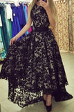 New Arrival Prom Dresses A Line Scoop Lace With Sash Asymmetrical