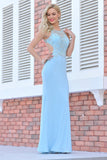 Prom Dresses Scoop Beaded Bodice Spandex Open Back Mermaid