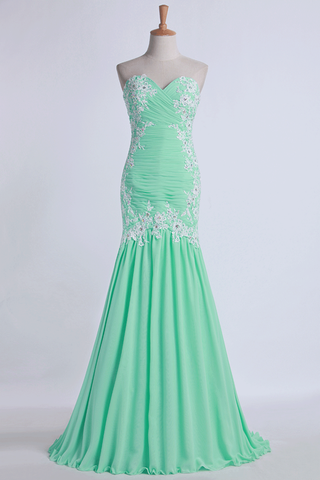 Prom Dresses Pleated Chiffon With Beaded Lace Floor Length Open Back