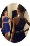 Halter Homecoming Dresses A Line Chiffon With Ruffles And Beads