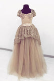 Princess Prom Dresses Tulle Beaded Layered Long Cinderella Dance Dresses