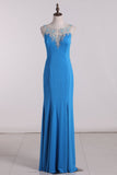 Scoop Mermaid Prom Dresses Spandex With Beading Floor Length