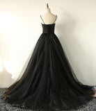 Charming Black Spaghetti Straps Sweetheart Tulle Evening Dresses, Formal SJS20398