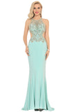 Prom Dresses Scoop Beaded Bodice Mermaid Spandex Open Back