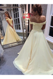 Elegant Off The Shoulder A-Line Chiffon&Satin Sweep Train Simple Prom SJSPTJ1FRBQ