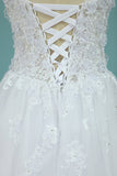 Wedding Dresses Off The Shoulder Tulle With Applique A Line Sweep Train