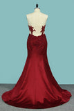 Sexy Mermaid Sweetheart Evening Dresses With Appliques Sweep/Brush Train