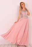 Chiffon Scoop Prom Dresses A Line With Beads&Rhinestones Chiffon Floor Length