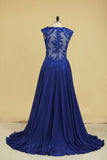 Prom Dresses A Line V Neck With Applique Chiffon