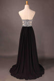 Sweetheart Prom Dresses Beaded Bodice A Line Chiffon