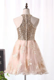 A Line Homecoming Dresses Scoop Tulle With Beads And Applique