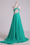 Prom Dresses One Shoulder With Beading/Sequins A Line Chiffon Asymmetrical