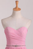 New Arrival Sweetheart Bridesmaid Dresses Chiffon With Ruffles And Beads