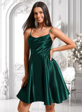 Sheila A-line Cowl Short Stretch Satin Homecoming Dress JLP0025664