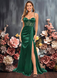 Nellie Trumpet/Mermaid Sweetheart Sweep Train Stretch Satin Prom Dresses JLP0025836