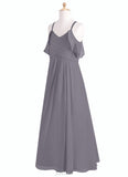 Kaia A-Line Off the Shoulder Chiffon Floor-Length Junior Bridesmaid Dress SJSP0020001