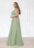 Maud A-Line Lace Chiffon Floor-Length Dress SJSP0019894