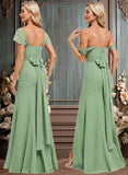 Jasmine Trumpet/Mermaid Off the Shoulder V-Neck Floor-Length Chiffon Bridesmaid Dress JLP0025810