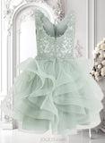 Gwendolyn Ball-Gown/Princess V-Neck Short Tulle Lace Homecoming Dress JLP0025671