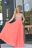 A Line Spaghetti Straps With Beading Prom Dresses Chiffon Open Back