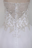 A Line Sweetheart Beaded Bodice Wedding Dresses Organza Court Train