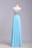 Prom Dresses A-Line Sweetheart Chiffon Floor Length With Beading/Sequins