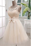 A Line Scoop Tulle & Lace Homecoming Dresses With Sash