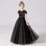 A Line Cap Sleeve Sequins Performance Dresses Flower Girl Dresses