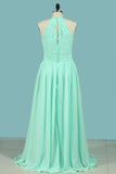 Bridesmaid Dresses Scoop Chiffon With Ruffles Floor Length