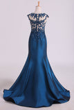 Prom Dresses V Neck Mermaid With Beading And Applique Taffeta