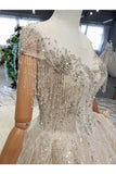 Ball Gown Wedding Dresses Scoop Short Sleeves Top Quality Appliques Tulle Beading