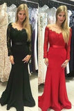 New Arrival Evening Dresses Long Sleeves Elastic Satin Mermaid With Belt