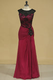 A Line Floor Length Evening Dresses Scoop Chiffon & Lace