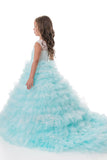 Tulle V Neck With Beading Flower Girl Dresses A Line Sweep Train