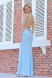 Prom Dresses Scoop Beaded Bodice Spandex Open Back Mermaid