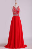 Halter A-Line/Princess Prom Dresses Tulle & Chiffon Sweep Train